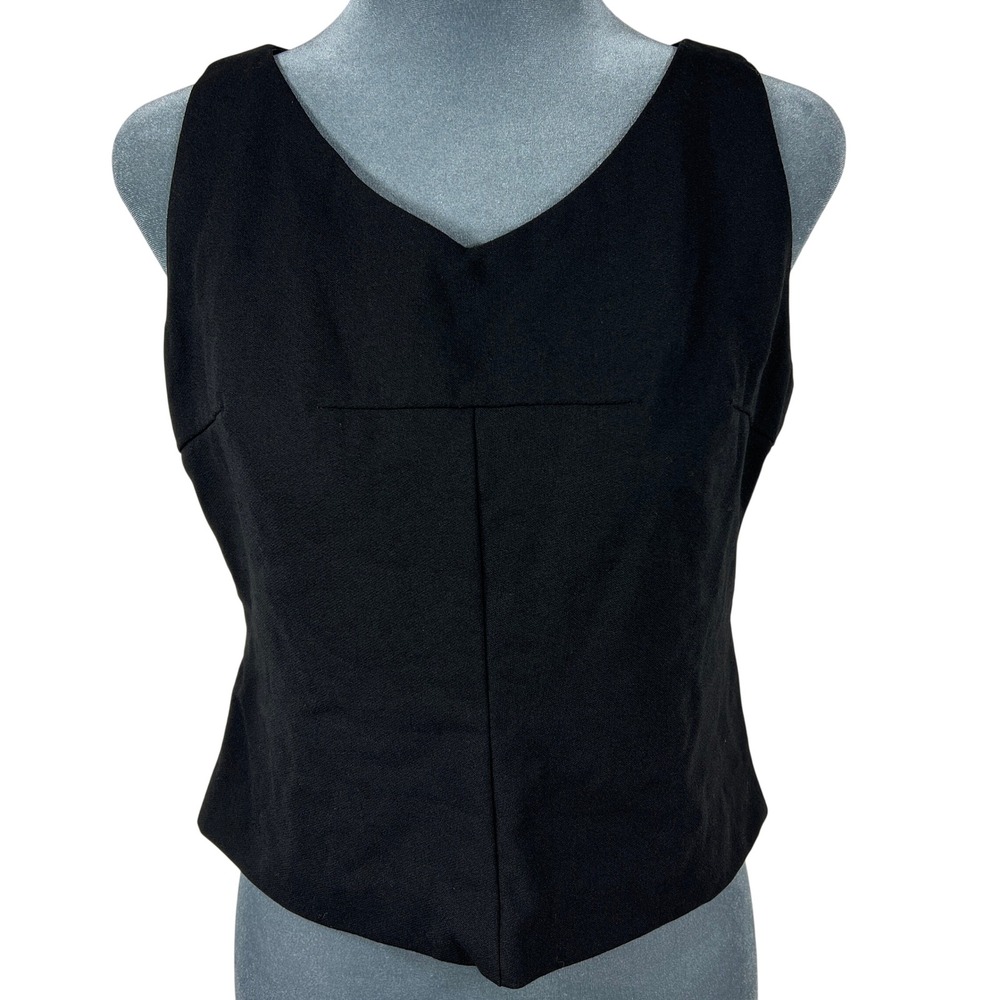 Noriko Maeda Foxey Intl Wool Vest Top 42 Black V-Neck Tailored Made in Japan